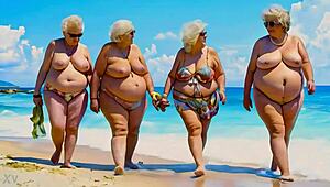 four grannies with huge tits
