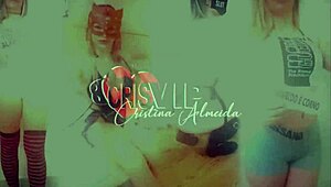 Submissive wife Cristina Almeida gets dominated while cuckold husband waits outside