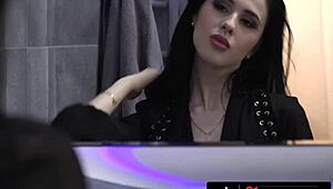 gorgeous petite alyssa bounty uses her wet pussy to make a cock cum on pretty feet?