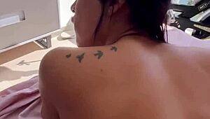 giving to the big dick in backyard 😈 muscular bodybuilder action