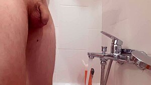 shysam4 update with small cock ball kicking in shower 😜