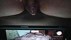 cum loudly during mature handjob orgasm in bedroom