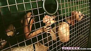 fetish lesbians in stockings share huge black strapon 😈