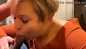 Blonde sucks monster black cock on beach