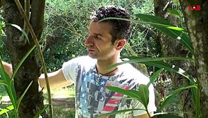 Pretty european woman solo in the wood