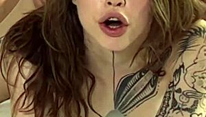 Beautiful tattoo model gets anal sex backstage with cum on her ass