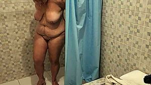 Found my best friend's mom in the shower and she gives me a blowjob part 1!