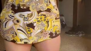 Joan Day slips into see-through tights and shows off her curvy body in this homemade clip.