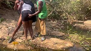 we felt so excited nearly getting caught fucking by fulanis at the riverside