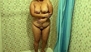 Found my best friend's mom in the shower and she gives me a blowjob part 1!