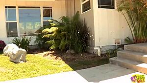 she called her lesbian friend, then they kissed outdoors with big tits