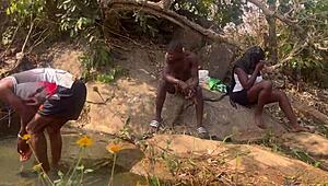 we felt so excited nearly getting caught fucking by fulanis at the riverside