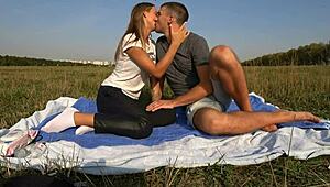 Kicked out students fuck on the street with big tits 😏