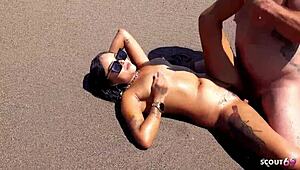 REAL MATURE COUPLE IN ROLEPLAY ORGASM WITH BALL LICKING AND BLOWJOB BEFORE BENT OVER FUCKING AT PUBLIC BEACH IN MEXICO