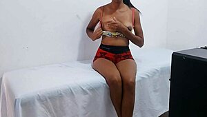 Wealthy Indian Woman Does Yoga Stretches