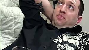 Napping mature blonde in red stockings gets fucked hard by stepson on the sofa