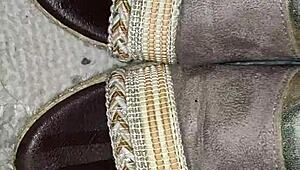 Cum lands on my step mom's dirty heels