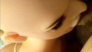 Sex doll gives blowjob