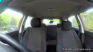 Fake driving instructor's friend meets blonde secretly.