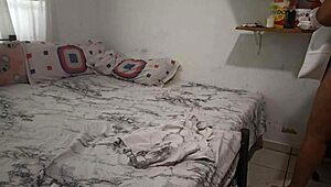 Sexy Stepmom Cleans Bedroom In Thong For Stepson