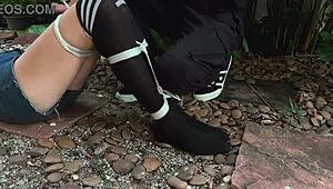 beauty from the park, why are you moaning while bound and tickled?