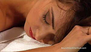 Naked lesbian mistress moans during hot massage with slave big tits bondage femdom fingering muff diving bdsm submissive hardcore