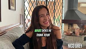 Beautiful skinny Brazilian teen feels nervous in first casting POV blowjob