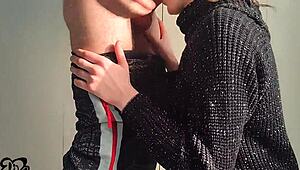 After a month in quarantine, she finally gets a deepthroat session and creampie