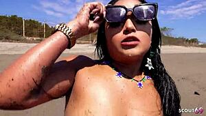 REAL MATURE COUPLE IN ROLEPLAY ORGASM WITH BALL LICKING AND BLOWJOB BEFORE BENT OVER FUCKING AT PUBLIC BEACH IN MEXICO