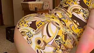 Joan Day slips into see-through tights and shows off her curvy body in this homemade clip.