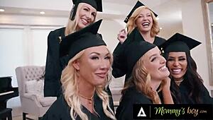 Excited Graduating Milfs Reverse Gangbang