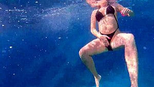 UNDER WATER SEX WITH HOT MILF in sauna deepthroat blowjob on big pussy lips