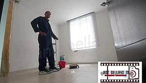 Wife Fucks Painter With Cum And Tits While Husband Away