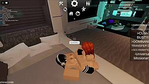 Futa Interacts With Character In Roblox Condo Setting