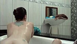 Blonde in Bath with Milk Drink