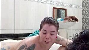 Blonde in Bath with Milk Drink