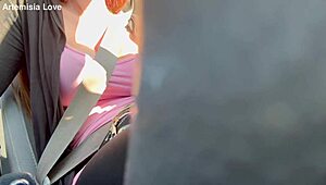 Artemisia Love flashes her big boobs during a horny car ride.