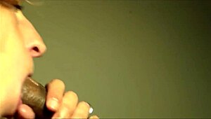 cougar sucks cum from young black dick in close-up facial