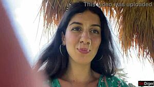 Cumwalk in public cafe while eating pasta carbonara with sperm on face