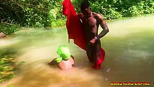 Oh wow, fucking that African whore in the stream with a monster cock! So wet and hardcore!