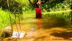 Oh wow, fucking that African whore in the stream with a monster cock! So wet and hardcore!