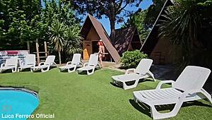 i meet my redhead neighbor at the pool for hardcore fucking