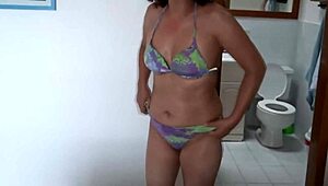 On the beach, I say 'please my friend' and let her stepson cum in my pussy