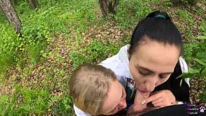 this amateur threesome blowjob outdoors is so wet and full of swallowing.