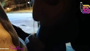 hot prostitute sucking huge black cock and fucking the big-dicked lover outdoors