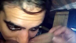 My favorite slave gives deep throat, I cum on her face outside in the storm?