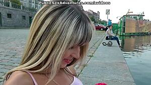 Chick fucked in tight holes outdoors