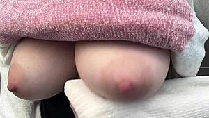 Italian milf Artemisia Love strips outdoors to show her big tits in close-up bouncing solo session