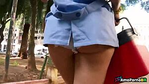 latina milf in lingerie gives blowjob to huge cock for real 😘