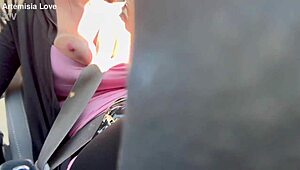 Artemisia Love flashes her big boobs during a horny car ride.